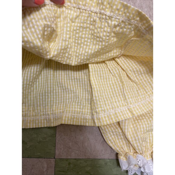 Little Bitty 3-6 Months Vintage Yellow Butterfly Dress and Bloomers Eyelet Lace - Picture 4 of 10